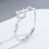 Anillo de Plata Pura S925 4.2/5.2/6.2mm Base Vacía DIY Moissanita Línea Ondulada Simple y de Alta Gama