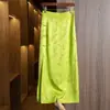 Nova Saia Jacquard Botonê Estilo Chinês para Mulheres, Primavera 2026, Moda Cintura Alta Fenda Média Slim Linha A