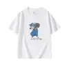 Camiseta Feminina de Algodão Puro Manga Curta Gola Redonda Cinza Estilo Novo de Verão Retrô Americano Estampa de Cachorro Top Solto Versátil