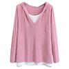 Camiseta básica de punto de dos piezas para mujer, estilo casual, con capucha y cuello redondo, talla grande, 200 kg, 5230, para otoño e invierno, 2024