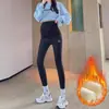 Leggings de Maternidade Plus Size 100kg Outono e Inverno Calças Quentes de Tubarão Emagrecedoras Roupa Exterior Calças de Maternidade com Forro de Lã e Espessado