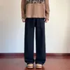 Pantalones de hombre con pierna curva, pants deportivos casuales grises de otoño, nuevo modelo 2026, pantalones anchos rectos holgados para hombre