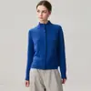 Casaco Cardigan Elegante de Malha Cashmere com Gola Meia-Alta e Fivela Inverno Moda Versátil Novo Estilo Inverno Blusa Top Feminino