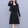 Conjunto de dos piezas para mujer talla grande con un pequeño blazer y un vestido de tirantes, nuevo estilo primavera y otoño, vestido elegante y favorecedor para chicas con curvas