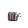 Funda Protectora para Auriculares AirPods 4ª Generación Verde Semitransparente con Rayas Rojas y Estrellas Adecuada para AirPods 3ª Generación/Pro 2ª Generación