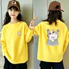Camada Base Feminina Manga Longa Primavera e Outono 2026 Nova Camiseta 100% Algodão Puro Gola Redonda para Crianças de Meia-Idade e Mais Velhas Blusa Solta