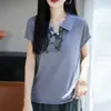 Tops de Manga Corta para Mujer, Polos de Verano de Alta Gama, Camisas de Punto de Manga Corta para Mujer, Tops Base de Manga Corta con Diseño Transfronterizo