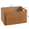 Cesta de almacenamiento de armario nórdico, caja de almacenamiento tejida, cesta organizadora simple para sala de estar, tejido de imitación de ratán