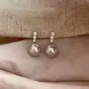 Brincos de Manta Rose Zircônia Pérola Estilo Francês, Perfeitamente Redondos, Luxo Leve, Incrustados com Diamantes, Nicho, Sensação de Alto Padrão
