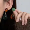 Pendientes de Plata Aguamarina Geométricos de Lujo con Forma de Gota de Agua Diseño de Nicho de Alta Gama Pendientes de Atmósfera Clara Pendientes para Mujer