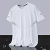 Camiseta de Seda de Gelo Masculina Gola Redonda Secagem Rápida Manga Curta Verão Fina Solta Respirável Elástica Masculina Esportiva Manga Curta Versátil