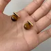Pendientes Retro de Plata 925 con Aguja Geométrica Recta Color Melard Piedra Redonda Ojo de Tigre Otoño e Invierno Pendientes Simples Personalizados
