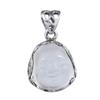 Colgante de cadena de clavícula con cabeza de Buda para mujer, de plata tailandesa vintage con incrustaciones de cristal blanco y plata S925 de Golden Deer King