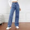 Verão 2026 Nova Tendência Europeia e Americana Calça Jeans Feminina Solta Casual Versátil Perna Larga Plus Size Emagrecedora Perna Reta
