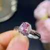 Anel Alexander em prata esterlina com incrustação feminina abertura ajustável não pega valor ao redor da pedra principal 5*7mm cristal limpo