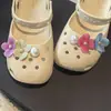 Tamancos de Ballet Novo Estilo com Flores Artificiais de Alta Qualidade, Adequados para Férias de Verão na Praia, Fivelas Doces, Acessórios Destacáveis