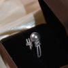 Anillo Eaby Nicho Gama Alta Exquisito Micro-pavimentado Zircón Anillo Dedo Índice Elegante Anillo Doble Capa Anillo Perla Accesorios