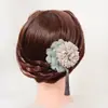 Horquilla Hanfu con Tela de Estilo Tradicional Hecha a Mano Flor Artificial Accesorio para el Cabello para Mujeres, Tocado con Borla, Flor para el Cabello Estilo Japonés, Retro Artístico