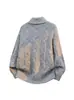 Suéter de punto trenzado estilo americano con cuello solapa, corte holgado y casual, perfecto para otoño e invierno, nuevo top de color liso