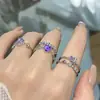 Conjunto de Anillos de Zirconia Luna Azul Amor Transfronterizo Anillo Pulsera Personalizado para Mujer Lujo Ligero Diseño de Nicho Venta al por Mayor