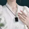Colgante de Obsidiana Negra Natural Colgante de Cristal Negro Colgante Amuleto de Paz Collar para Mujer Regalo para Pareja Hombres