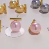 Pendientes de Botón de Perla Shijia Moda Retro Estilo Hong Kong Estilo Hepburn para Mujer Aguja de Plata 925 Venta al por Mayor Estilo Hepburn