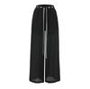 Pantalones Casuales de Cintura Alta Estilo Americano para Mujer 2025 Nuevo Verano Delgados Cintura Elástica Cordón Holgados Pierna Ancha Rectos Largos