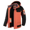 Jaqueta Cross-Border Inverno Algodão para Homens, Parka Outdoor Acolchoada com Forro de Fleece, Roupa Externa Casual Oversized e Solta para Meia-Idade e Idosos