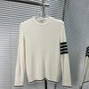 Ventas Directas de Fábrica Tb Versión Alta 24Ss Otoño e Invierno Top de Lana para Mujer con Rayas de Cuatro Barras Torcido de Manga Larga Cuello Redondo
