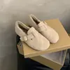 Zapatos planos cálidos de algodón para mujer Birkenstock, forrados de felpa para otoño e invierno, modelo 2024 nuevo, estilo coreano, retro francés, slip-on