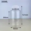 Botella de plástico transparente de boca ancha de 30 50 100 ml, subbotella para polvo de partículas, botella de líquido PET sellada con tapa