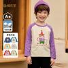 Cotton Hall Camiseta de Algodón Puro para Niños Otoño Niños y Niñas Bebé Dibujos Animados Tops Camisetas de Manga Larga para Niños Transpirables