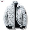 Abrigo acolchado de algodón para hombre, invierno, nuevo abrigo cálido con forro polar y rombos acolchado de algodón, estilo coreano, moderno, cuello alto corto, para jóvenes, disponible en stock