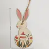 Colgante de Conejo de Madera Pintado para Pascua Adorno Estilo Nórdico Atmósfera Festiva Manualidades Mesa Regalo Creativo