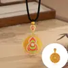 Colar Bússola de Cabacinha Esmaltada para Mulheres, Novo Estilo Chinês com Design de Strass, Temperamento Retrô Escovado, Corrente de Suéter Levemente Luxuosa com Corda Trançada