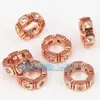 Accesorios de joyería DIY rueda de encaje de cobre puro chapado en oro con microincrustaciones de circonita con cuentas de taladro 9 mm