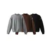 Nandchn Diseño Simple Marca de Moda Prendas de Punto para Hombres y Mujeres Tops de Pareja Cuello Redondo Cálido Tejido de Punto My07