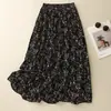 Falda de corte A con dobladillo ancho, Falda plisada de cintura alta retro de verano para mujer con efecto adelgazante