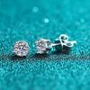 Pendientes de Plata S925 Xindeyi para Mujer, Pendientes de Botón de Cuatro Garras, Elegantes y Sencillos, Pendientes de Regalo de Moissanita para Boda