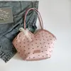 Bolso de Hombro Tipo Tote Grande de Verano 2025 Nuevo Estilo de Moda Estilo Universitario Casual con Lazo Dulce y Femenino para Mujer