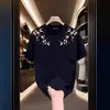 Camiseta de Manga Corta de Diseño de Nicho 2025 para Hombre Verano Holgada Estilo Coreano Bordado de Flores Diamante Top Caliente Europeo