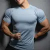 Gymshark Fitness Manga Corta para Hombre Mallas Deportivas Musculares Camiseta Elástica Estampado de Tiburón Secado Rápido Top Moderno