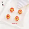Cuentas Redondas de Flor de Ciruelo Huecas de Cloisonné Tradicional, Cuentas Espaciadoras Azules Quemadas con Esmalte de Goteo de Aceite con Agujero Pasante, Accesorios para Pulseras DIY