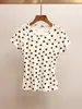 Shenzhen Nanyou Roupas Femininas de Alta Qualidade Primavera Nova Estilo Coreano Estilo Garota Spicy Ajuste Slim Camiseta de Manga Curta com Bolinhas para Mulheres