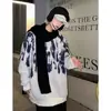 Suéter Tie-Dye Estilo Preguiçoso Coreano para Homens, Nova Malha Outono e Inverno 2025, Marca da Moda, Camiseta Básica Soltinha para Adolescentes