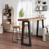 Mesa de Bar de Madera Maciza para Uso Doméstico, Mesa Larga Estrecha para Balcón Contra la Pared, Mesa de Bar Comercial, Juego de Mesa Alta y Sillas