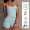 Conjunto de Yoga de Dos Piezas Transfronterizo, Chaleco de Yoga de Secado Rápido, Top de Fitness para Uso al Aire Libre, Ropa para Correr, Deportes, Pantalones Cortos de Tres Cuartos