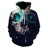 Novo Vestido Europeu e Americano de Halloween Estampa Digital 3D Cabeça de Caveira Masculino e Feminino Moletom Casual com Capuz Atacado