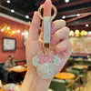 Llavero de Muñeco de Cabeza de Mickey con Pedrería Creativa de Gama Alta, Cadena de Garra Brillante Linda, Accesorio para Bolso de Mujer con un Toque de Sofisticación