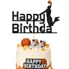 Adorno para Pastel de Baloncesto Estilo Deportivo Yuehao Papel Brillante Insertar Decoración para Fiesta de Cumpleaños de Niños Suministros Tarjeta Insertable para Hornear